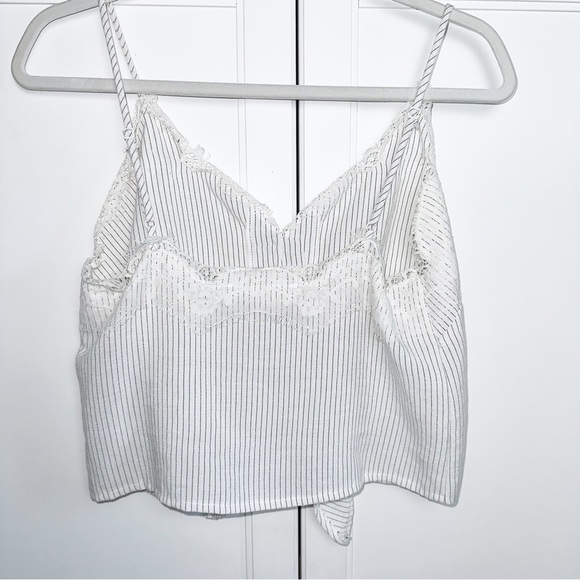 Astr The Label Tie Front Striped Lace Tank Small - Picture 7 of 11